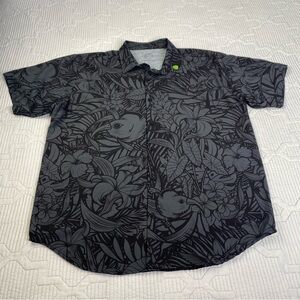 Project X ALOHA Hawaiian Tropical Flowers Floral Shirt Black Grey 2XL